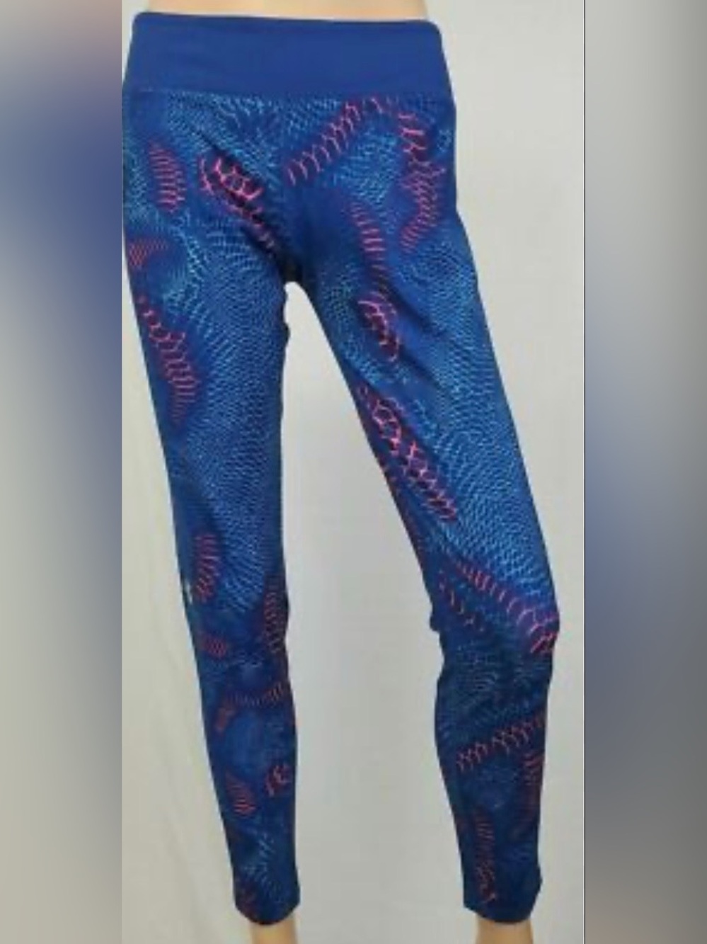 Under Armour Royal Blue Leggings with Pink Accent Pattern